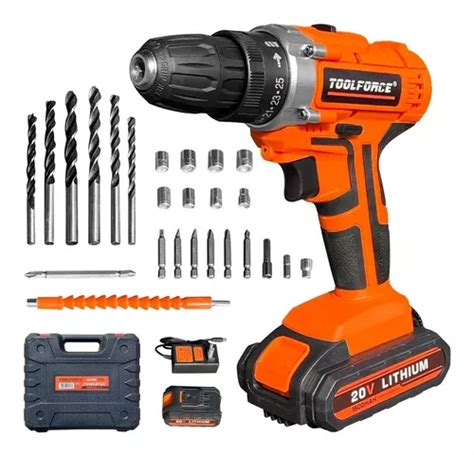 Taladro Atornillador Inalambrico 20v 1 Batería toolforce Color Naranja