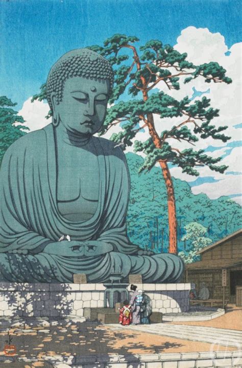 Japanese Art Print Kamakura Daibutsu The Great Buddha At Kamakura By