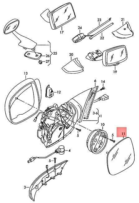 Genuine Vw Touareg Mirror Glass Aspherical Wide Angle Anti Dazzle