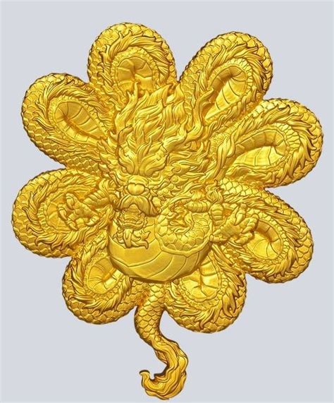 Chad 5000 Francs 2023 Four Leaf Clover Dragon Gold Glided 1 Oz