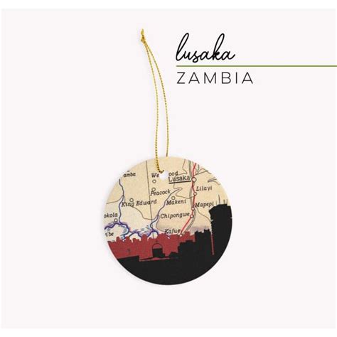 Lusaka, Zambia city skyline with vintage Lusaka map | wanderlust gifts and home decor