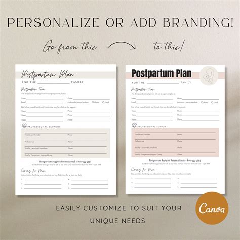 Postpartum Plan and Worksheet, Postpartum Plan, Postpartum Doula