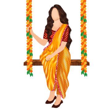 Indian Wedding Bride Clipart For Haldi And Mehendi Function Wearing