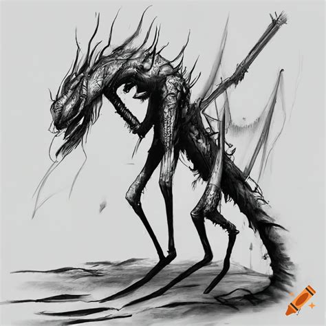 Creepy Manga Style Creature In The Ash Mountains On Craiyon