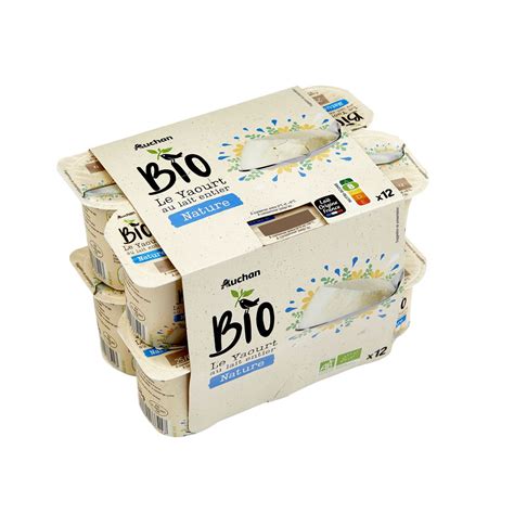 AUCHAN BIO Yaourt Nature Au Lait Entier 12x125g Pas Cher Auchan Fr