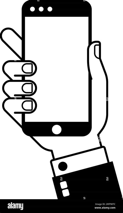 Hand Holding Mobile Phone Screen Cartoon Icon Stock Vector Image And Art