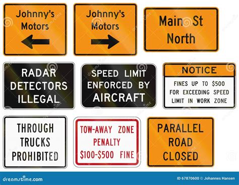 Road Signs Used In The Us State Of Virginia Stock Illustration