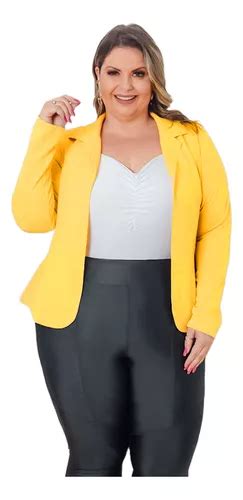 Blazer Feminino Acinturado Plus Size Neoprene Terninho Moda Frete Gr Tis