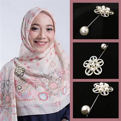 Jual Promo Bros Tuspin Mutiara Motif Bunga Kode Aksesoris Hijab