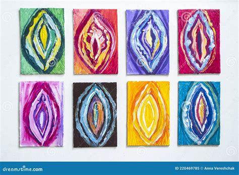 Yoni Acrylic Intuitive Painting. Women`s Sacred Symbol Stock ...