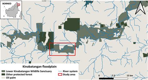 Delimited study area within the Kinabatangan floodplain | Download ...