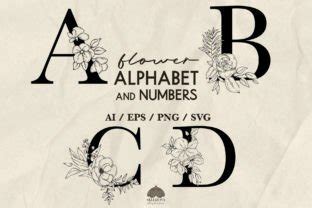 Flower Alphabet Numbers Svg Png Eps Graphic By HappyWatercolorShop