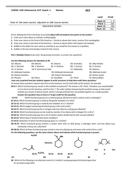 CHEM 120 Hamann S17 Exam 1 Latest Update 2024 Questions And Verified