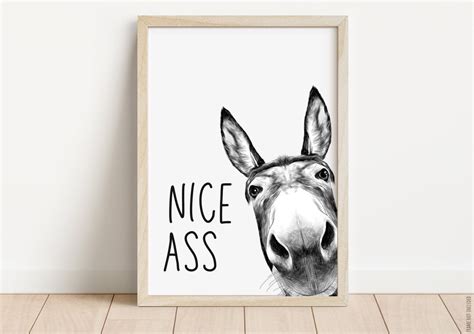 Nice Ass Donkey Bathroom Print Ass Bathroom Print Funny Bathroom Print Quote Donkey Ass