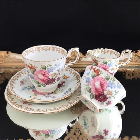 England S Bouquet By Crown Staffordshire Tea Cups Cup And Saucer