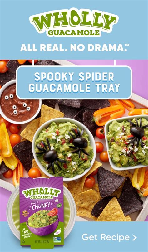 Spooky Spider Guacamole Tray Wholly Guacamole Chunky Guacamole