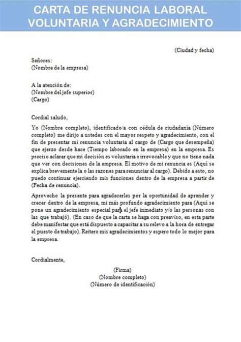 Carta De Renuncia Laboral Voluntaria Y Agradecimiento Carta De My Xxx