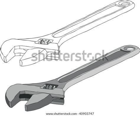 adjustable spanner shifting spanner shifter adjustable stock vector