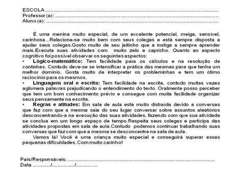 Relatório Individual Do Aluno 2 Ano Fundamental Com Dificuldades