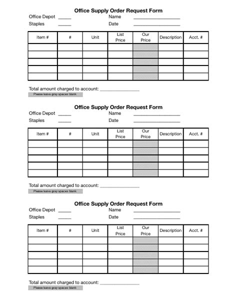 Office Supply Order List Template Pdf Template