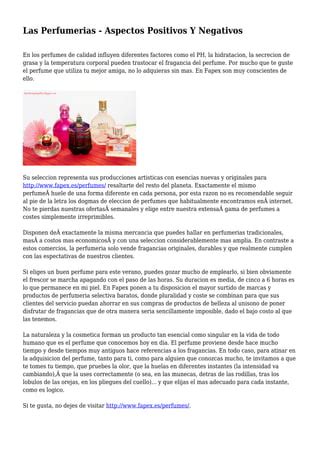 Las Perfumerias Aspectos Positivos Y Negativos Pdf Descarga Gratuita