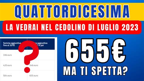 QUATTRODICESIMA LUGLIO 2023 PENSIONE INPS FINO A 655 IN PIU