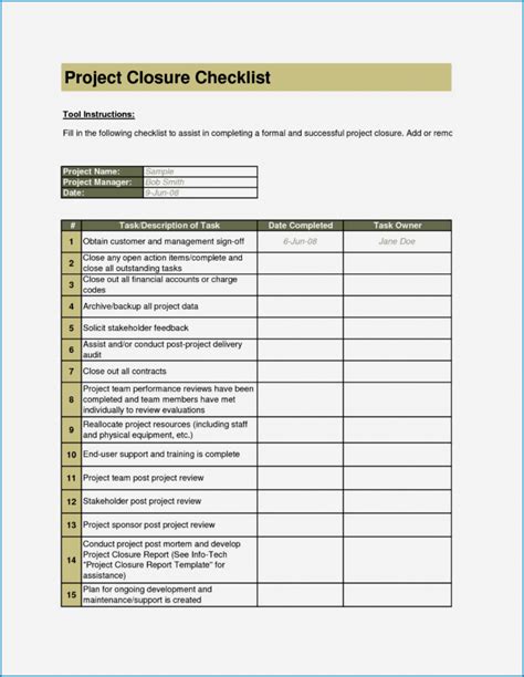 √ Free Printable Project Manager Checklist Template | Checklist Templates