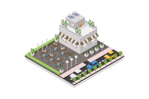 Illustrated Isometric Cafe Building 42339374 Vector Art At Vecteezy