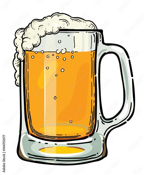 Cartoon Image Of Beer In Glass An Artistic Freehand Picture Stock