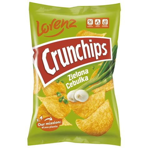 CRUNCHIPS Chipsy Zielona Cebulka Green Onion Cebulowe 140g LORENZ