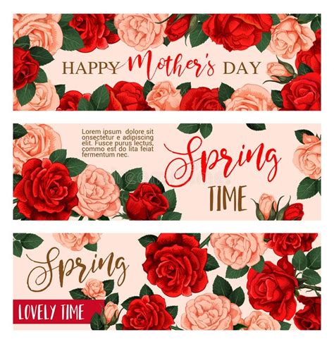 Flower Greeting Banner For Mother Day Design Stock Vector