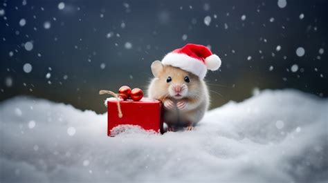 Christmas Mouse In Snow Free Stock Photo - Public Domain Pictures