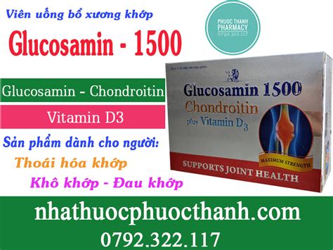 Viên Uống Bổ Khớp Glucosamin 1500 [ Hộp 100 Viên ] Nhà Thuốc Phước Thành Sức Khỏe Cho Gia