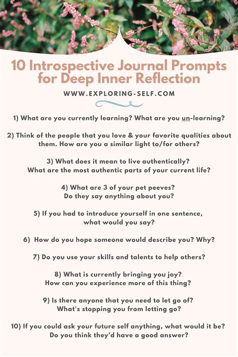 Introspective Journal Prompts For Deep Inner Reflection Exploring