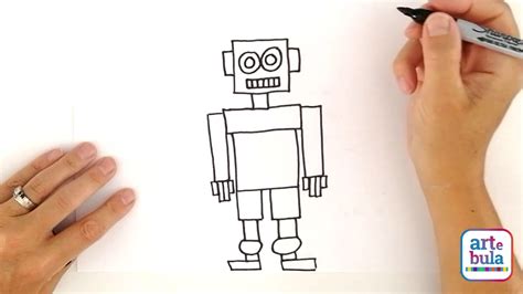 How To Draw A Robot Using Simple Shapes Easy Step By Step Youtube