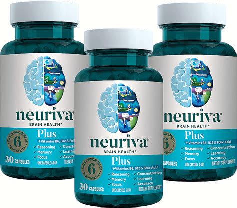 NEURIVA Plus Suplemento Cerebral con Vitaminas B6 y B12 Nootrópicos