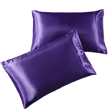 Satin Pillowcase King 2 Pack Purple Hotel Luxury Silky Pillow