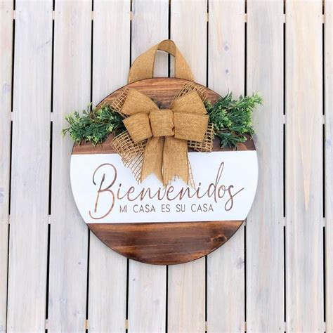 Bienvendios Door Hanger Bienvenidos Sign For Front Porch Etsy Door