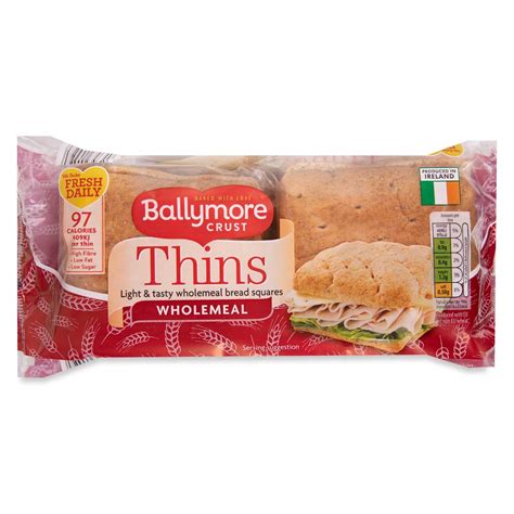 Wholemeal Sandwich Thins 225g 6 Pack Ballymore Crust ALDI IE