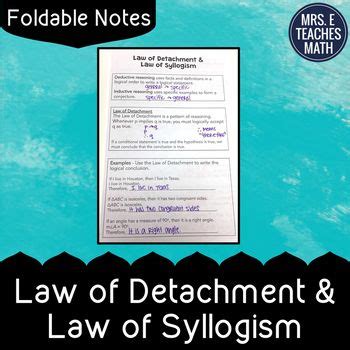 Laws Of Detachment And Syllogism Foldable Notes Teaching Math