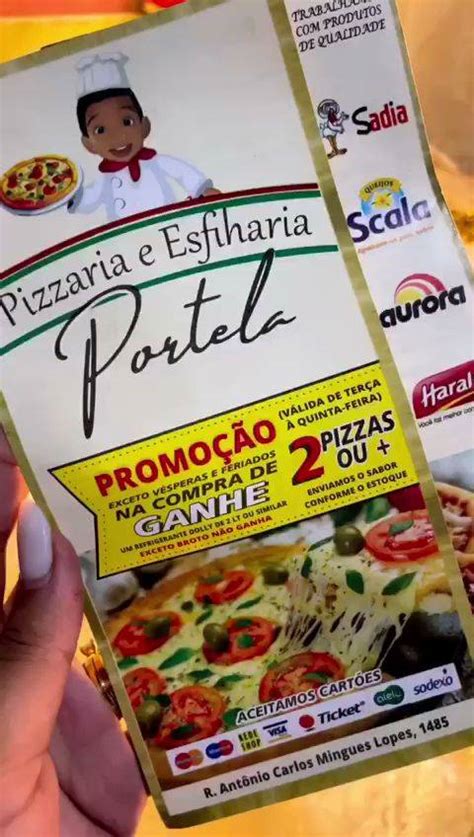 Menu Em Pizzaria E Esfiharia Portela S O Paulo R Ant Nio Carlos