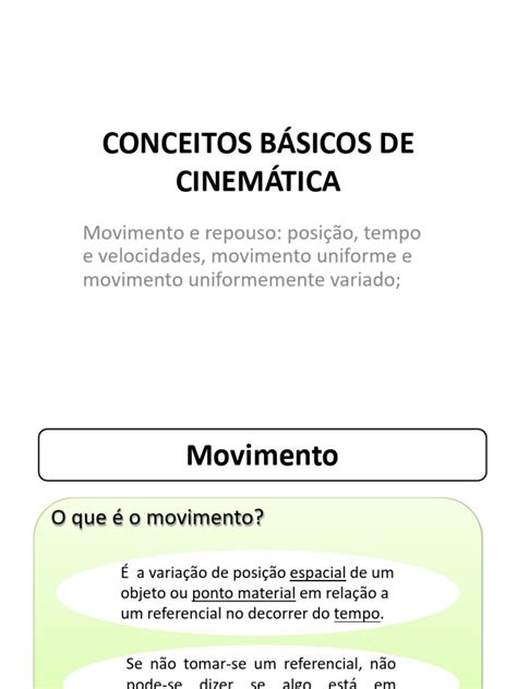 Conceitos de Cinemática para 9º Ano | PDF | Cinemática | Trajetória