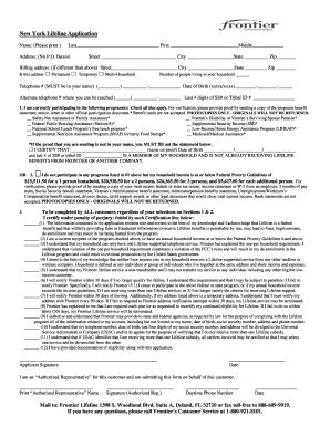 Frontier Lifeline Application Ny Fill Online Printable Fillable