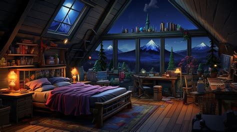 Premium AI Image | 2D Cartoon Bedroom Background for VTubing