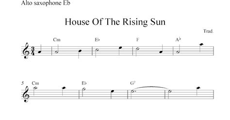 Free Printable Sheet Music House Of The Rising Sun Free Alto Saxophone Sheet Music Notes