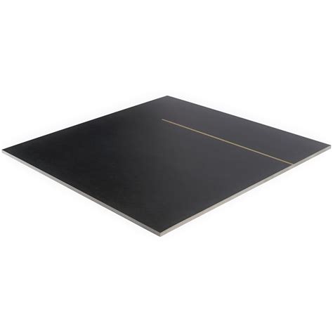 Lines Brass Inlay Black 24x24 Matte Porcelain Tile Tilebar