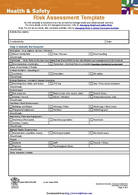 Risk Assessment Template 4 Pdfsimpli