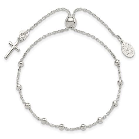 Solid Sterling Silver Adjustable Rosary Bracelet ASIMI Silver Jewelry