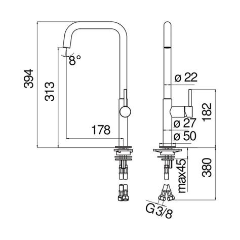 Mitigeur d évier de cuisine avec bec réglable Nobili Acquerelli AQ93113CR