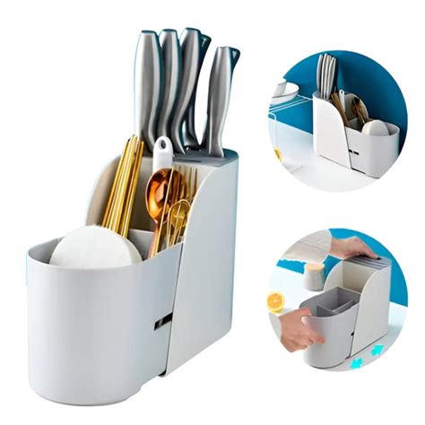 Porta Cuchillos Y Cubiertos Extensible Organizador De Cocina Sodimac Per